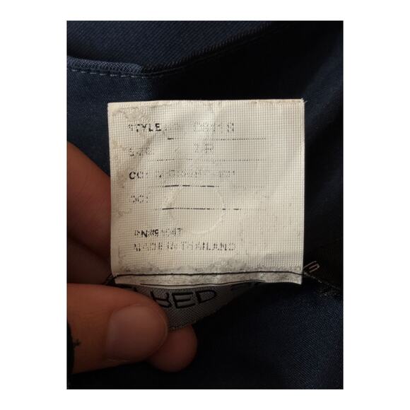 Alfred Sung dress D811s off the shoulder draped wrap satin maxi blue size 2 - Picture 6 of 7